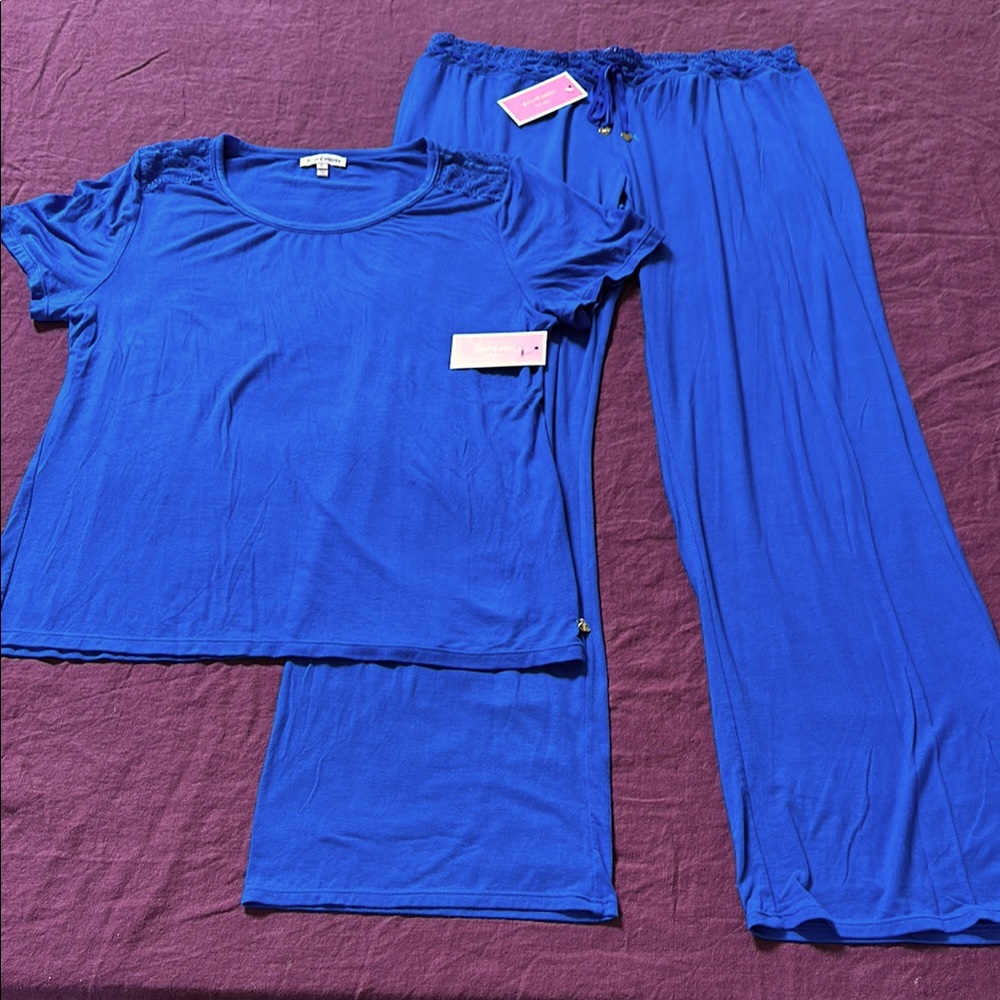 Juicy Couture royal Blue Pajama Set size large L Intimates & Sleepwear lace knit